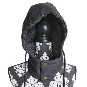 Black Canvas Berne Duck Hood With Snaps And Drawstring Closure